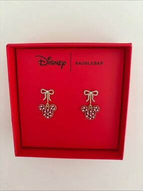 Disney x BaubleBar Minnie Mouse Bow Drop Earrings - Red & Gold
